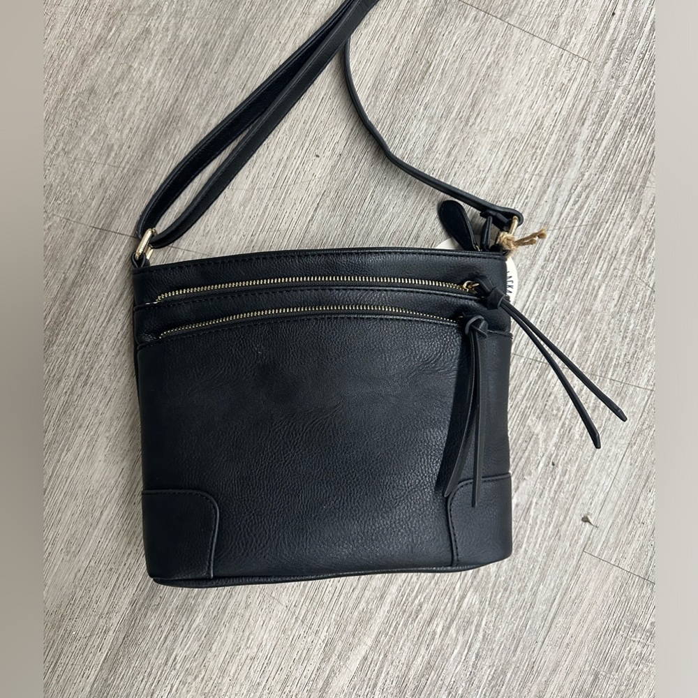 Black Crossbody 3 zipper bag